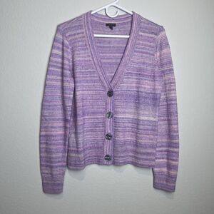 Talbots Cardigan Sweater Womens Small Purple V Neck Button Knit Long Sleeve‎
